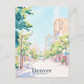 Carte Postale Denver Colorado Gouache Illustration Voyage (Devant)