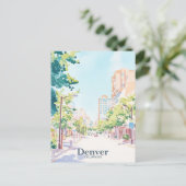 Carte Postale Denver Colorado Gouache Illustration Voyage (Debout devant)
