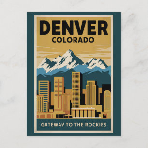 Carte Postale Dénver Colorado Toit de la ville Voyage Art Vintag