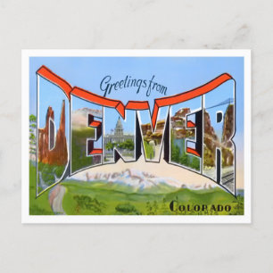Carte postale Denver, Colorado Vintage Big Letters