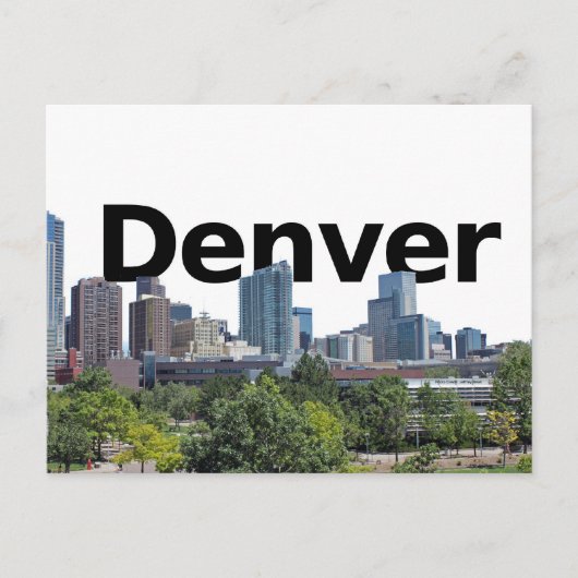 Carte Postale Denver Skyline avec Denver dans le ciel (Devant)