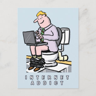Carte Postale Dépendance à l'ordinateur, à Internet et aux média