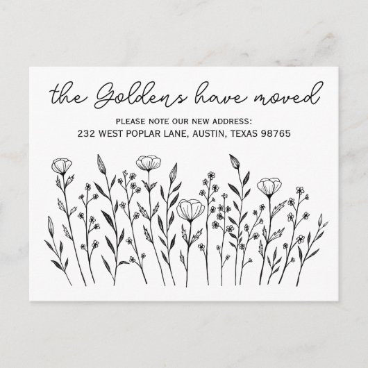 Carte Postale DÉPLACEMENT de Fleurs sauvages FAIRE-PART simples (Devant)