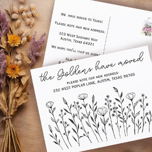 Carte Postale DÉPLACEMENT de Fleurs sauvages FAIRE-PART simples