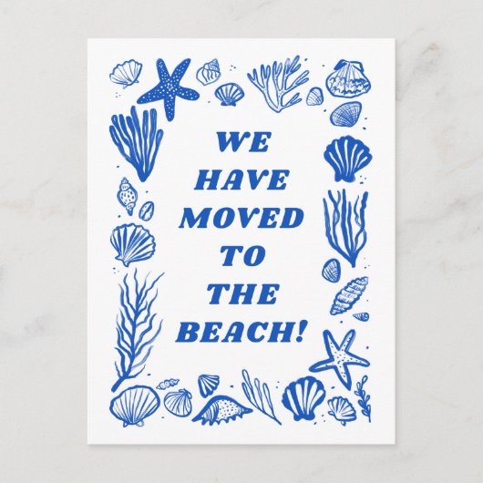 Carte Postale DÉPLACEMENT DE L'ADRESSE FAIRE-PART Blue Seashells (Devant)