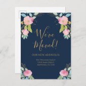 Carte Postale Déplacement des fleurs bleu rose Faire-part de la (Devant / Derrière)