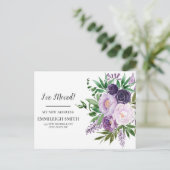 Carte Postale Déplacement des fleurs violettes Faire-part blanch (Debout devant)