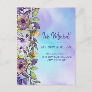 Carte Postale Déplacement des fleurs violettes Faire-part jaunes