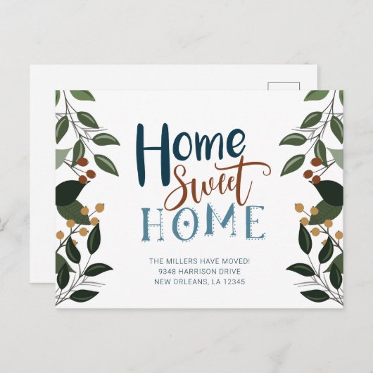 Carte Postale Déplacement Faire-part Avec Verdure (Devant / Derrière)