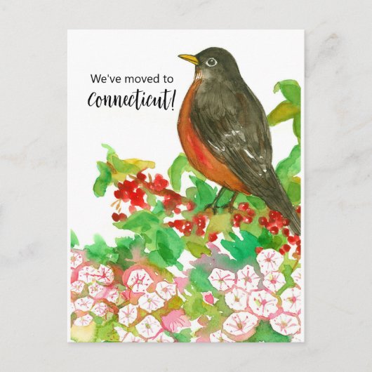 Carte Postale Déplacement Faire-part Connecticut Robin Laurel (Devant)