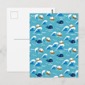 Carte Postale Déplacer avec le Motif des vagues de la mer (Devant / Derrière)