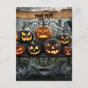 Carte Postale Déplaisant Halloween Jack-o'-Lanterns avec toiles