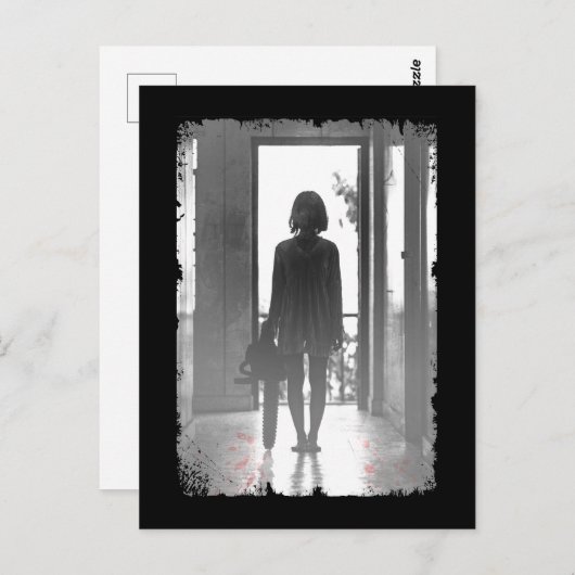 Carte Postale Déplaisante tronçonneuse Horreur Dark Art (Devant / Derrière)