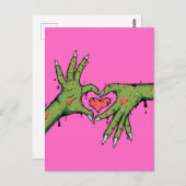 Carte Postale Déplaisantes mains zombies faisant des coeurs (Devant / Derrière)