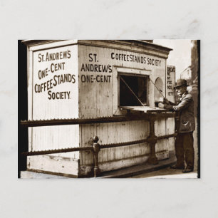 Carte Postale Depression Era One Penny Coffee Stand