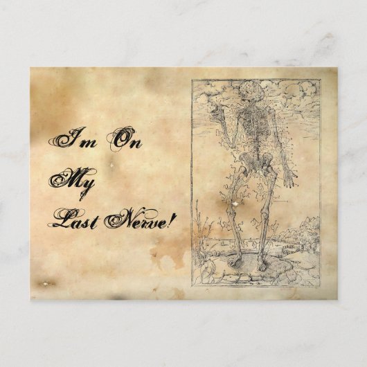 Carte Postale Dernière Nerve - Halloween Squelette (Devant)