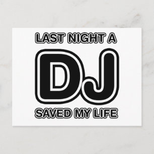Carte Postale Dernière nuit Un DJ M'A Sauvé La Vie - Disque Jock