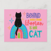 Carte Postale Derrière chaque femme forte, il y a son chat (Devant)