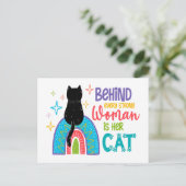 Carte Postale Derrière chaque femme forte se trouve son chat (Debout devant)