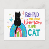 Carte Postale Derrière chaque femme forte se trouve son chat (Devant)
