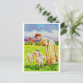 Carte postale des agneaux de Pâques (Debout devant)