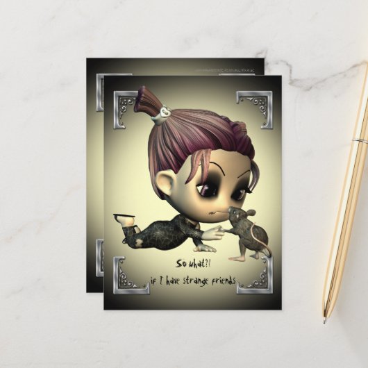 Carte postale des amis étranges (Devant/Arrière en situation)