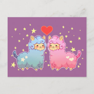 Carte postale des amis Kawaii Alpaca