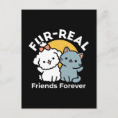 Carte Postale Des amis vrais pour toujours | Cute Cat & Chien Du (Devant)