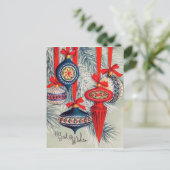 Carte postale des ampoules de Noël rétro vintage (Debout devant)