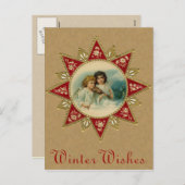 Carte postale des anges de Noël victoriens (Devant / Derrière)