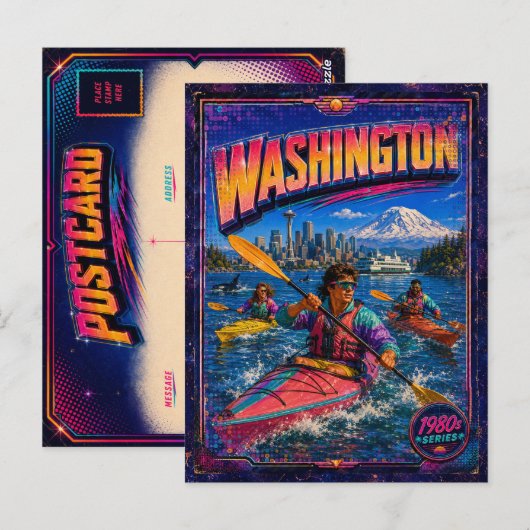 Carte postale des années 80 de Washington rétro (Devant / Derrière)