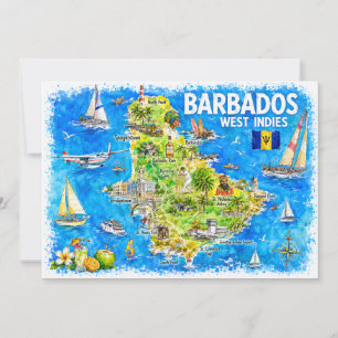 Carte postale des Antilles illustrée de la Barbade