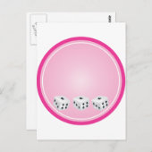 Carte Postale dés avec cercle rose personnalisable (Devant / Derrière)