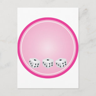 Carte Postale dés avec cercle rose personnalisable
