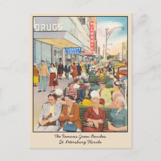 Carte postale des bancs verts de St Petersburg Flo (Devant)