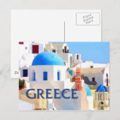 Carte Postale Des bâtiments blancs aveuglants en Grèce (Devant / Derrière)