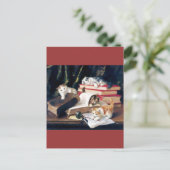 Carte Postale Des chatons jouent sur un bureau (Debout devant)