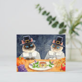 Carte postale des chats pèlerins de Thanksgiving (Debout devant)