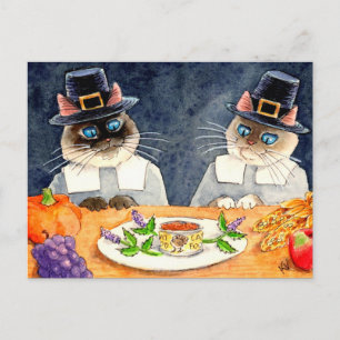 Carte postale des chats pèlerins de Thanksgiving