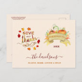 Carte Postale Des Citrouilles D'Aquarelle Remercient Freindsgivi (Devant / Derrière)