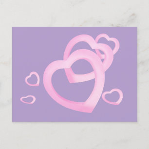 carte postale des coeurs roses