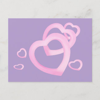 carte postale des coeurs roses