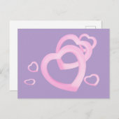 carte postale des coeurs roses (Devant / Derrière)