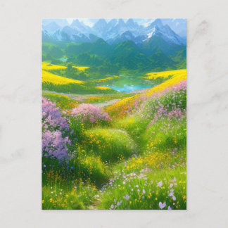 Carte Postale Des couleurs enchanteresses d'une prairie dans la