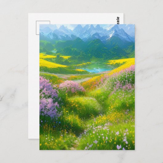 Carte Postale Des couleurs enchanteresses d'une prairie dans la (Devant / Derrière)