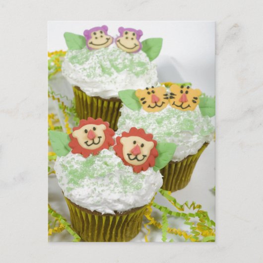 Carte Postale Des cupcakes pour animaux Safari. (Devant)