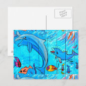 carte postale des dauphins nageant (Devant / Derrière)