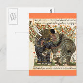 Carte postale des éléphants perses (Devant / Derrière)