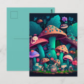 Carte Postale Des elfes champignons dans le champ (Devant / Derrière)
