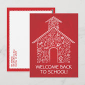 Carte postale des enseignants de l'école - Rouge (Devant / Derrière)